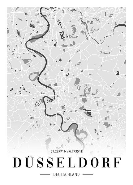 Düsseldorf Stadtplan Poster - Minimalistische Karte der Rheinmetropole