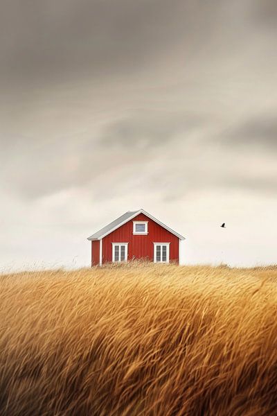 Einsames rotes Haus im Feld