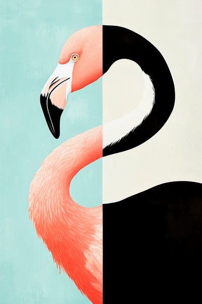 Flamingo im Farbkontrast