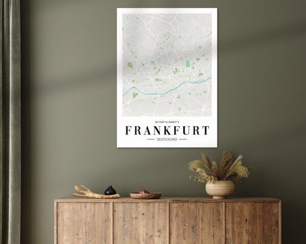 Frankfurt Stadtplan Poster - Minimalistische Karte der Mainmetropole