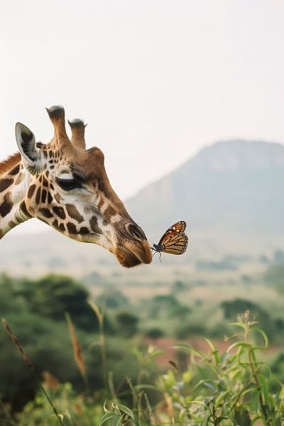 Giraffe trifft Schmetterling