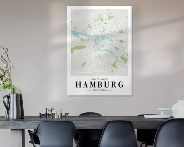 Hamburg Stadtplan Poster - Minimalistische Karte der Hansestadt