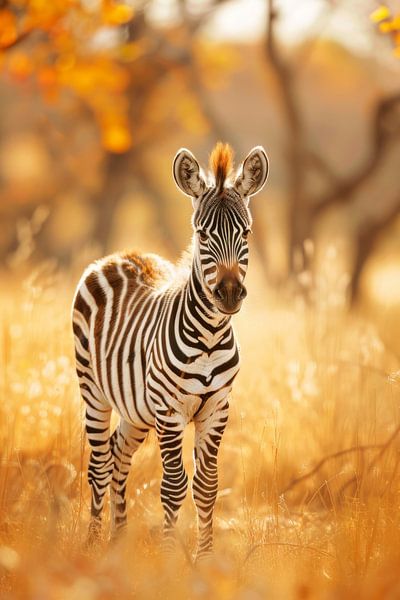 Junges Zebra im herbstlichen Licht