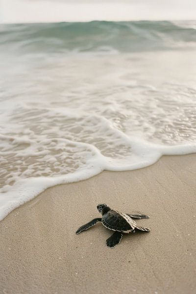 Kleine Schildkröte am Strand