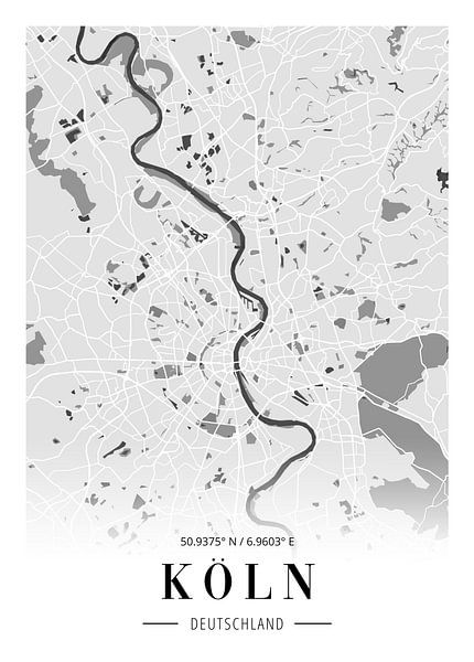 Köln Stadtplan Poster - Minimalistische Karte der Rheinmetropole