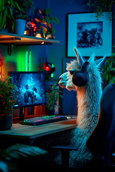 Llama im Gaming-Setup