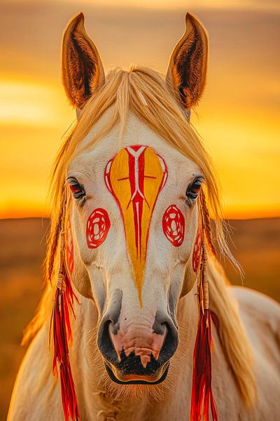 Majestätisches Pferd im Sonnenuntergang