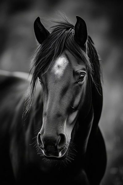 Majestätisches schwarzes Pferd