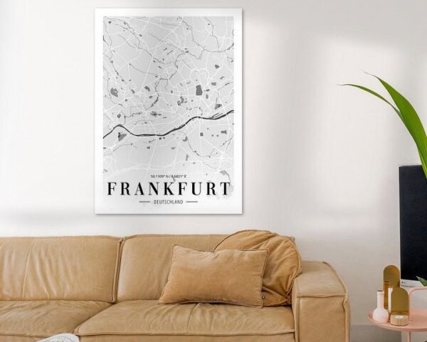 Minimalistische Frankfurt Karte - Kunstvoller Stadtplan für Ihr Zuhause