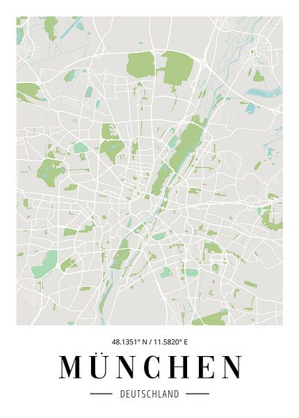 München Stadtplan Poster - Minimalistische Karte der bayerischen Metropole