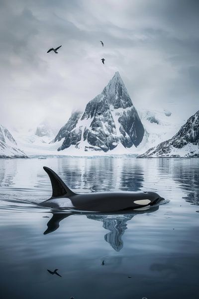 Orca im eisigen Wasser