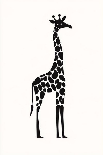 Schwarz-weiße Giraffe im Minimalstil