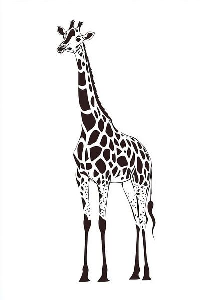 Schwarz-weiße Giraffe im Minimalstil