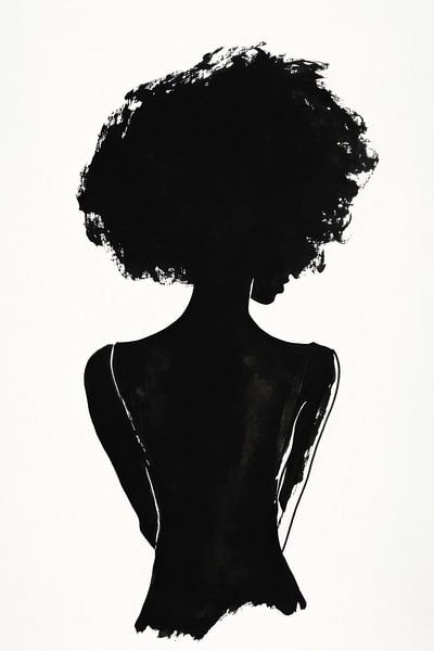 Schwarze Silhouette mit Afrohaar