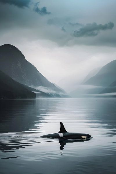 Schwarzweiß-Orca im ruhigen Wasser