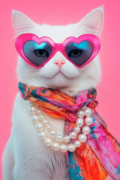 Stylische Katze mit Herzbrille