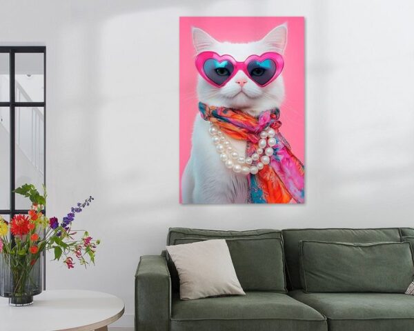 Stylische Katze mit Herzbrille