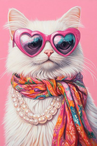 Stylische Katze mit Herzbrille