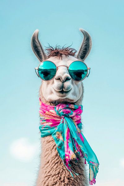 Stylisches Lama mit Sonnenbrille