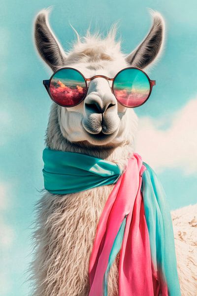 Stylisches Lama mit Sonnenbrille