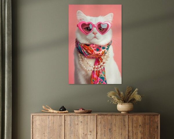 Stylishe Katze mit Herzbrille