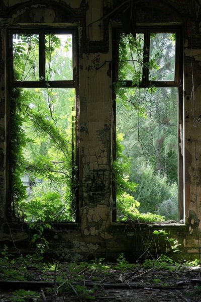 Verfallene Fenster in der Natur