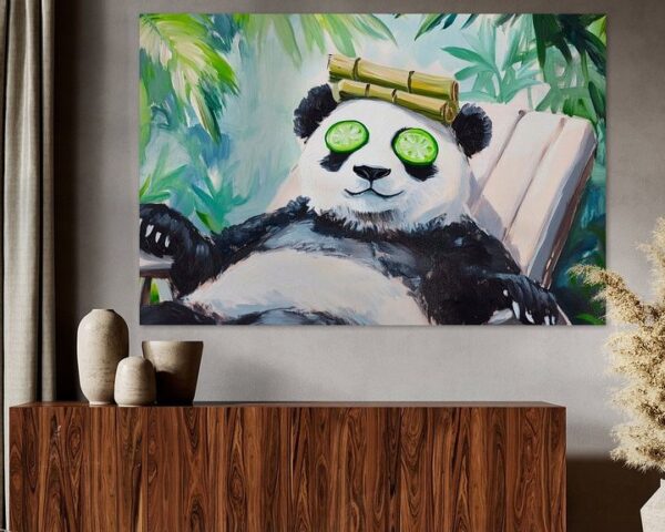 Entspannender Panda im Spa