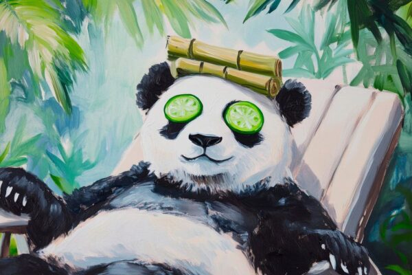 Entspannender Panda im Spa