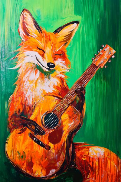 Fuchs mit Gitarre Kunstbild