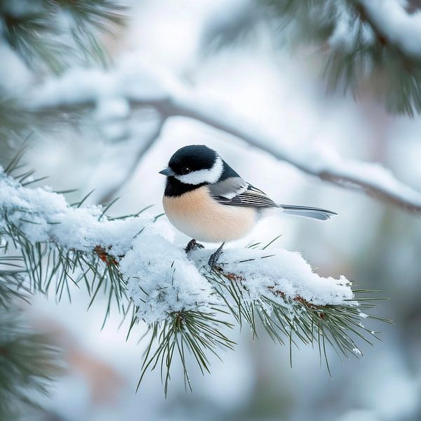 Kohlmeise im winterlichen Schnee