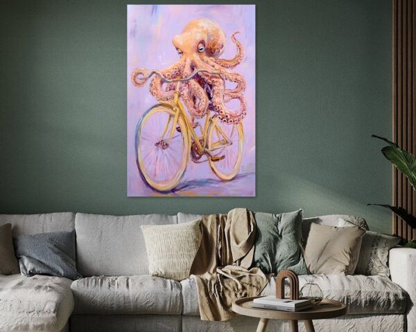 Octopus auf Fahrrad Kunstwerk