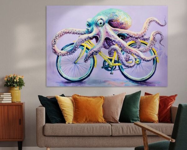 Octopus auf Fahrrad Kunstwerk