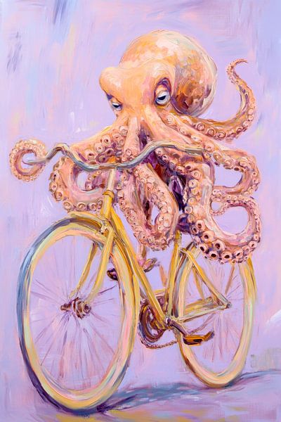 Octopus auf Fahrrad Kunstwerk