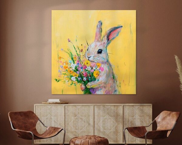 Osterhase mit bunten Blumen