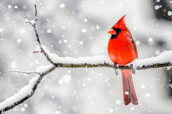 Roter Kardinal im Schnee