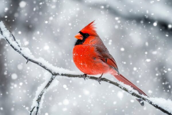 Roter Kardinal im Schnee