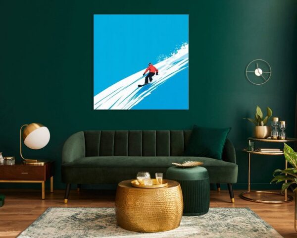 Snowboarder auf blauer Piste