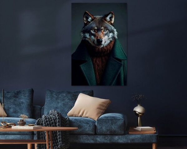 Eleganter Wolf im stilvollen Outfit