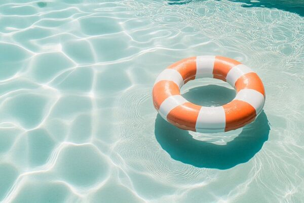 Rettungsring im blauen Wasser