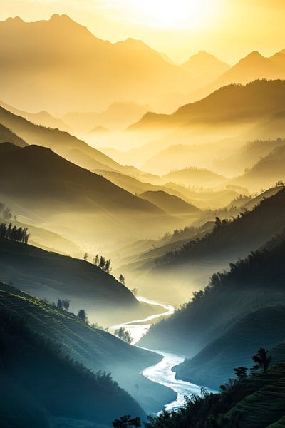 Berglandschaft im Nebel