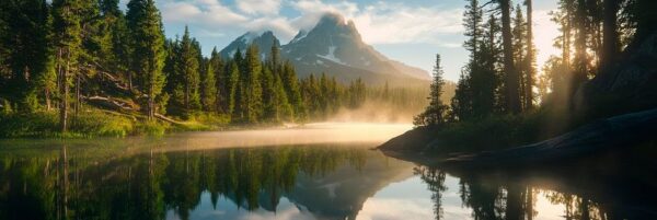 Bergsee Morgenlicht