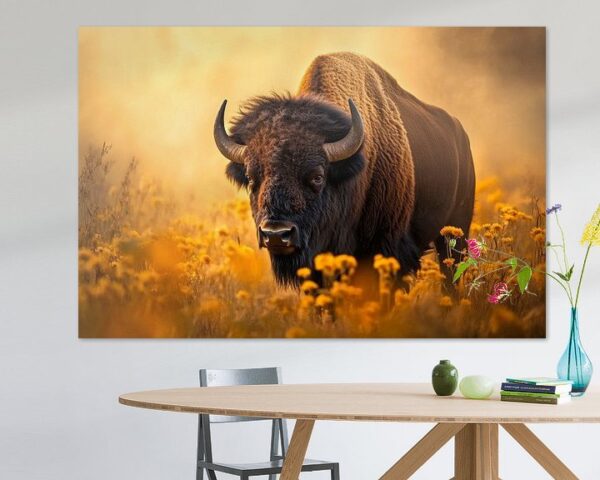 Bison im Blumenfeld