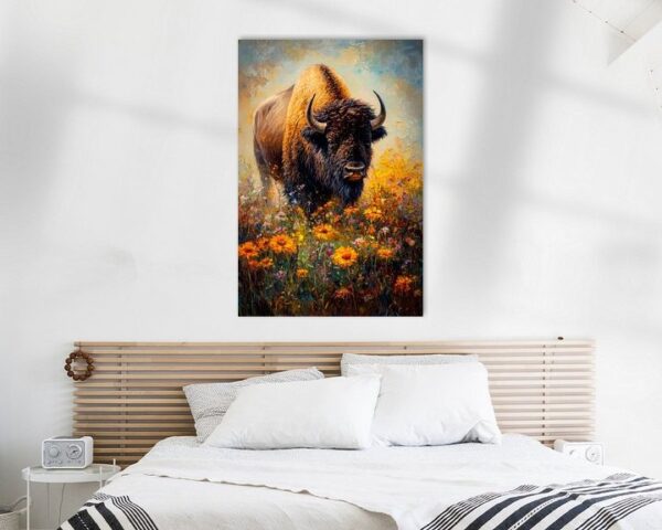 Bison im Blumenfeld