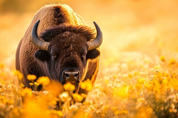 Bison im Sonnenlicht