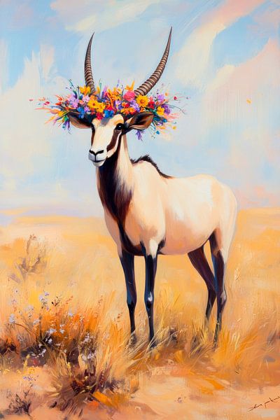 Blumen-Oryx in der Steppe