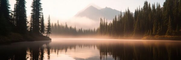 Morgendämmerung am See