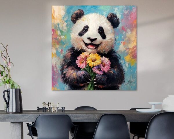 Panda mit Blumen