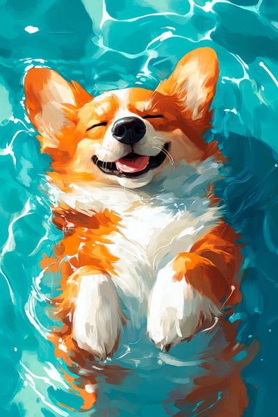 Schwimmender Corgi