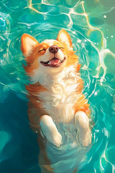 Schwimmender Corgi