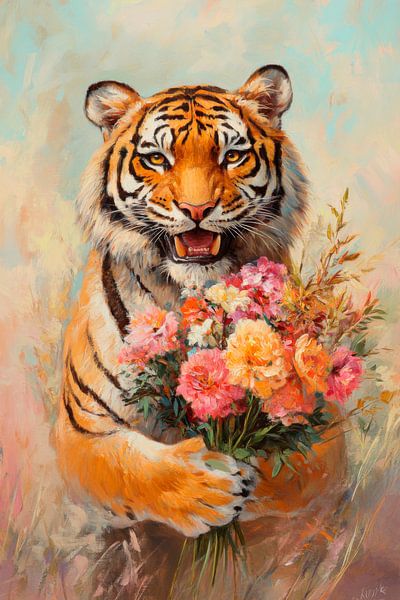 Tiger mit Blumen